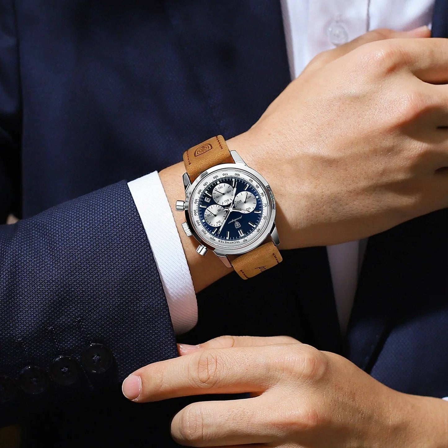 Bloke's Stainless Steel Watch with Snazzy Leather Strap | Orion
