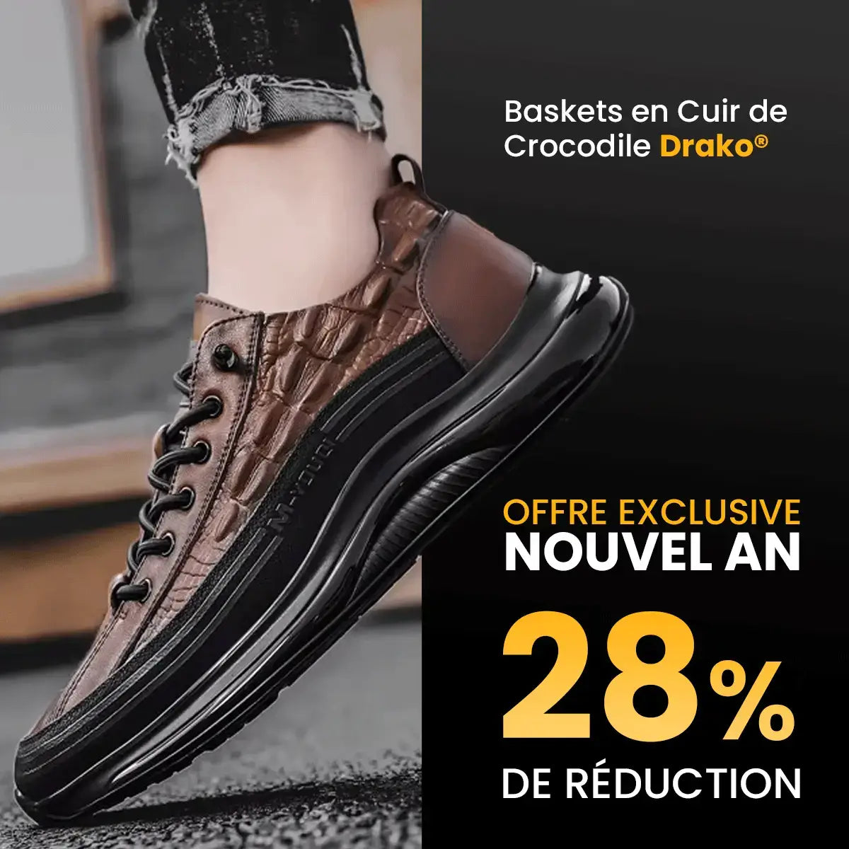Drako® Blokes' Croc Skin Trainers