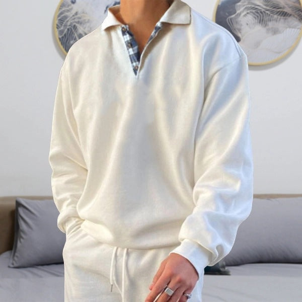 Bruno - Men's Long Sleeve Hooded Jumper with V-Neck