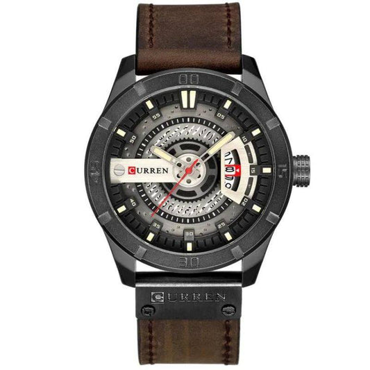 Black Stainless Steel Timepiece with Leather Band | Boreal