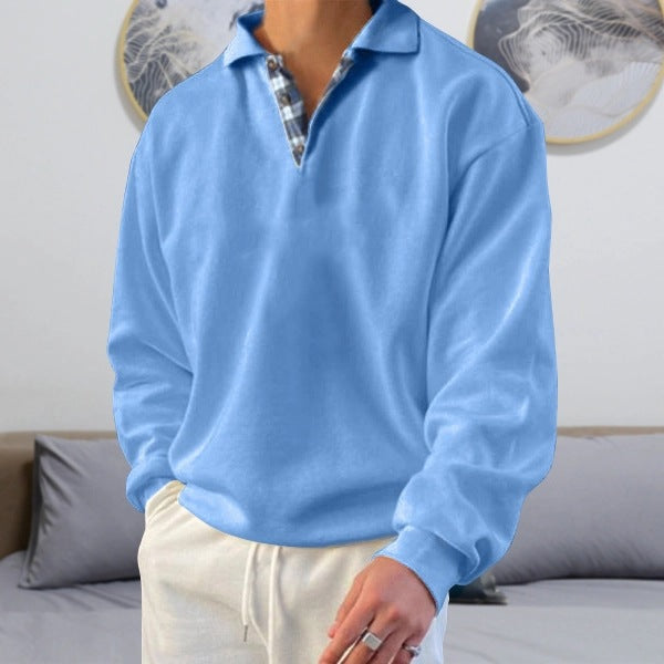 Bruno - Men's Long Sleeve Hooded Jumper with V-Neck