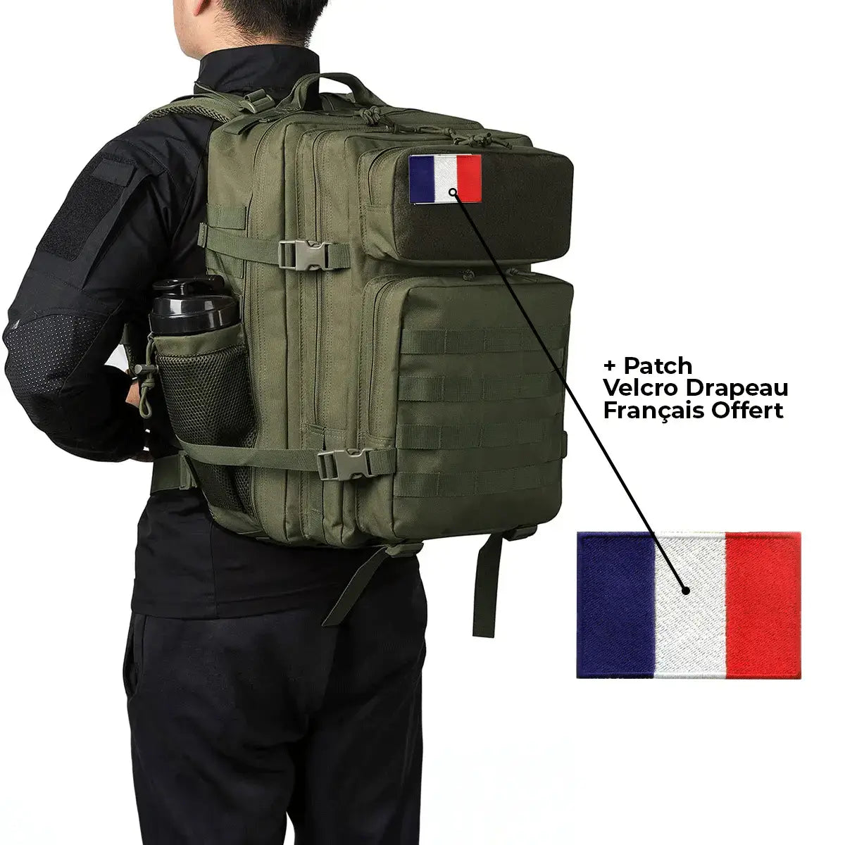 Exodus® Military Tactical Rucksack (+ Free French Flag Velcro Badge)