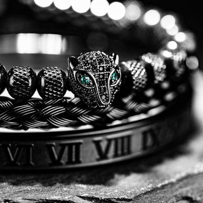 Set of 3 Luxe Panther Bracelets - Gold and Silver Stainless Steel with Sparkling Zirconium Crystals