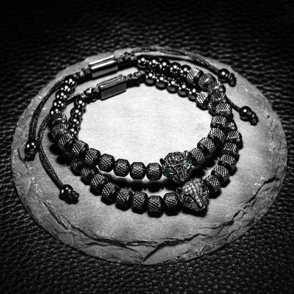 Set of 3 Luxe Panther Bracelets - Gold and Silver Stainless Steel with Sparkling Zirconium Crystals