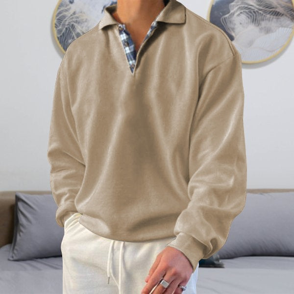 Bruno - Men's Long Sleeve Hooded Jumper with V-Neck
