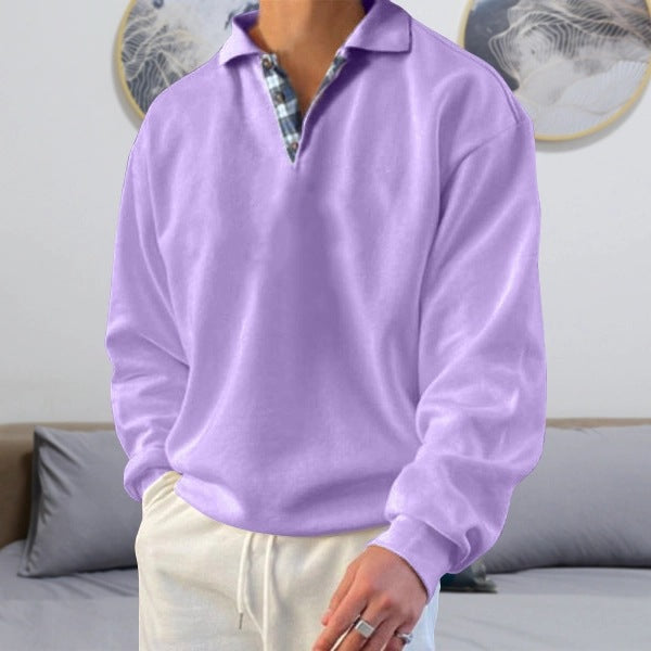 Bruno - Men's Long Sleeve Hooded Jumper with V-Neck